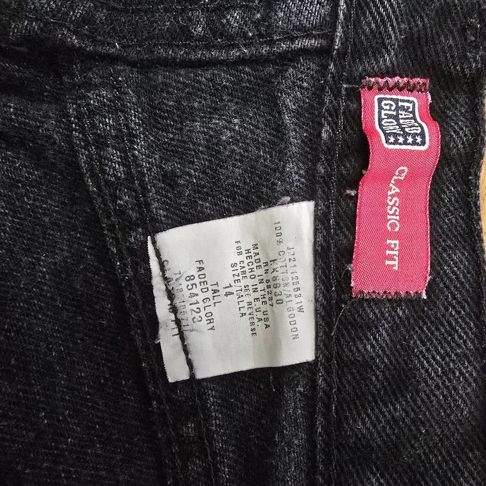 Vintage Y2K Jeans Women's Size 14 Tall Faded Glory Black Denim Mom Made In USA - Picture 9 of 9